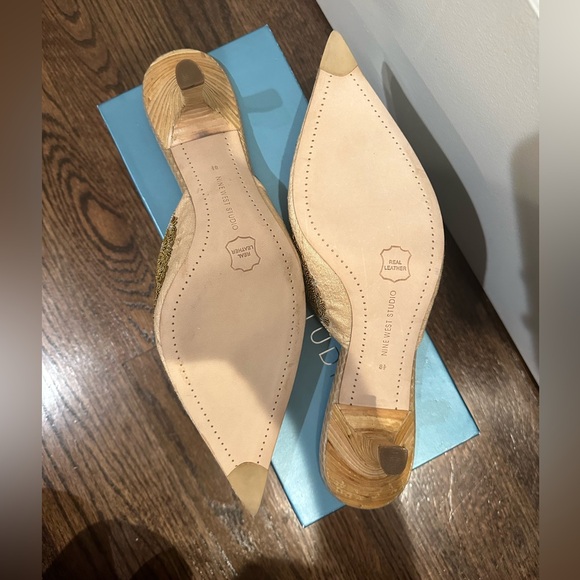 Nine West Studio Gold NWPOMPANO Heels Sandals - Picture 5 of 10